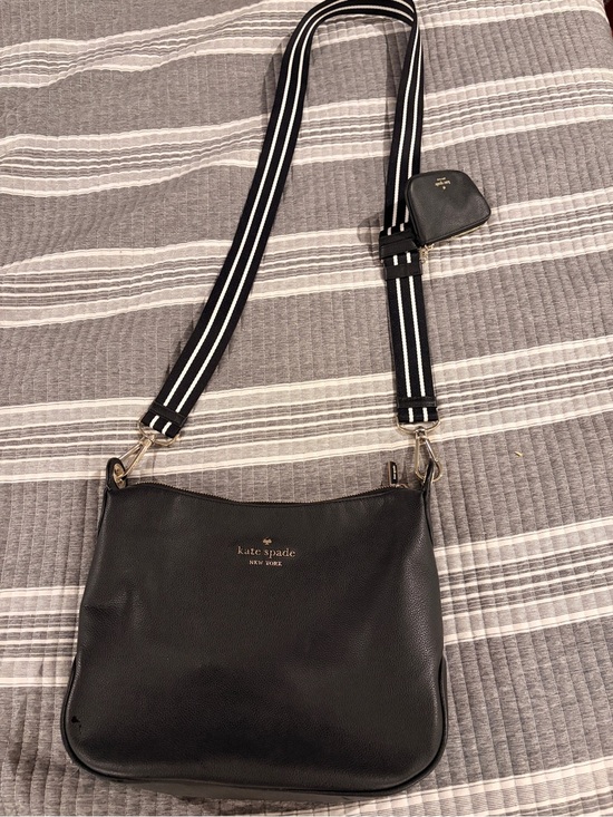 kate spade Handbags - NWOT Kate Spade black leather tote with gold logo and  card holder- never used